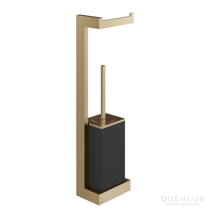 Фото Gessi Inverso Accessories Стойка с держателем туалетной бумаги и ершиком черным, подвесная, цвет: Warm Bronze Br PVD