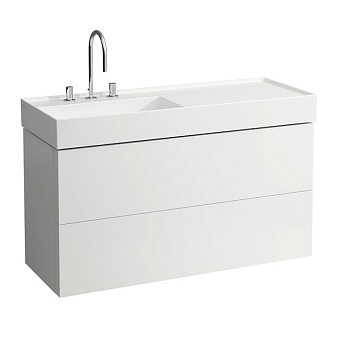 Laufen Kartell Тумба с раковиной 118x45x60см., подвесная, 2 выдвиж. ящика, полочка справа, с сифоном, цвет: белый матовый