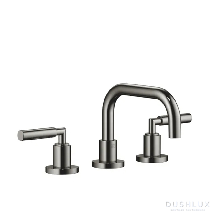 Фото Dornbracht Tara Смеситель для раковины, на 3 отв., с донным клапаном, цвет: Dark Chrome