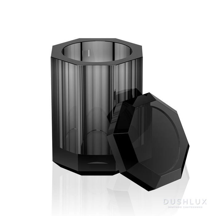 Фото Decor Walther Kristall BMD Баночка универсальная 9x9x14см, с крышкой, цвет: хрусталь антрацит