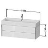 Duravit XViu Тумба подвесная 118.4x4.54x39.7см с раковиной, с 2 выдв ящик, цвет: белый глянцевый/champagne matt