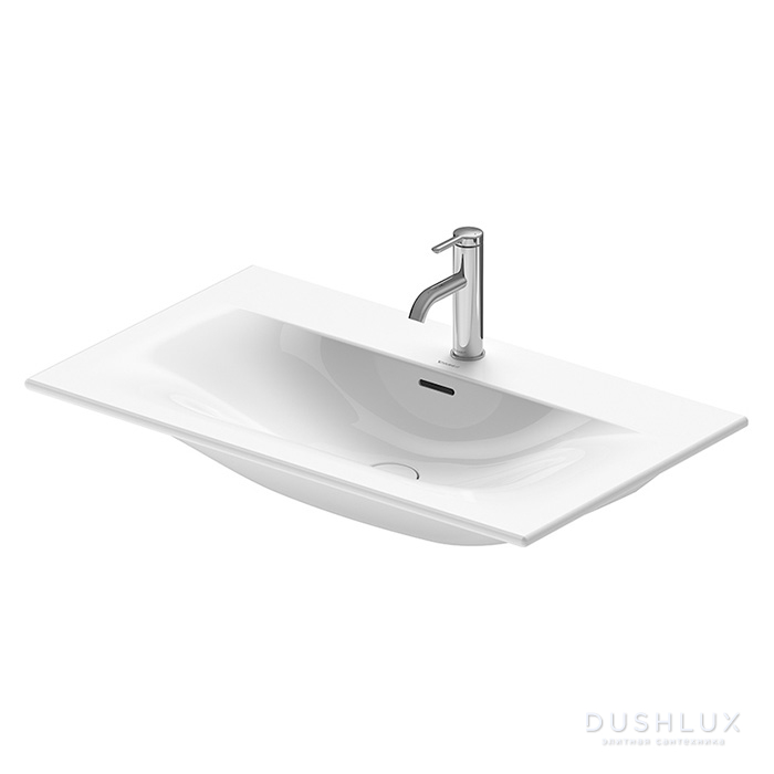 Фото Duravit Happy D.2 Plus Раковина подвесная, 83х49см., с 2 отв., выпуск с керамической крышкой, WonderGliss, цвет: белый