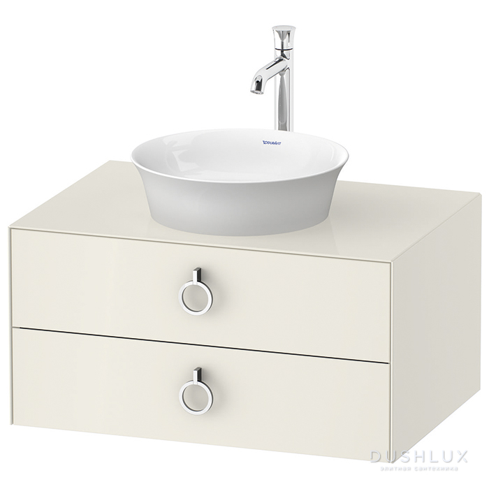 Фото Duravit White Tulip Тумбочка подвесная 80x55x40.8 см, раковина, 2 ящика с ручкой, цвет: Nordic White HighGloss