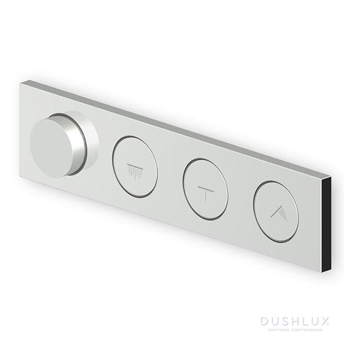 Фото Zucchetti Hoop Смеситель для душа, встраиваемый, термостатический, с 3 кнопками включения-выключения, внешняя часть, цвет: хром