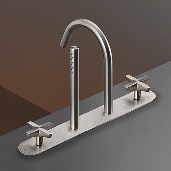 CEA Design CROSS Смеситель на борт ванны, с ручным душем, цвет: нержавеющая сталь