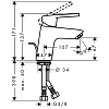 Hansgrohe Logis Loop Смеситель для раковины 70 на 1 отв. с донным клапаном, излив 107мм, h67мм, цвет: хром
