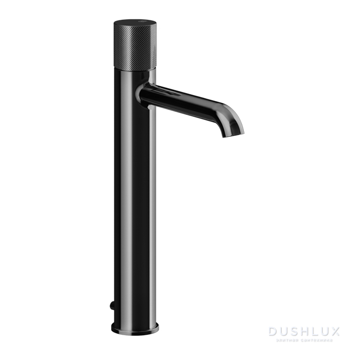 Фото Gessi Habito Diamantato Смеситель для раковины, высокий, 1 отв., с донным клапаном, цвет: Black Metal PVD
