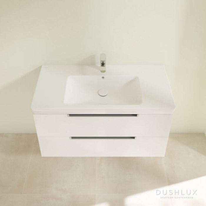 Фото Villeroy&Boch Subway 2.0, Тумба подвесная под раковину, 1 x коробка с аксессуарами 2, 2 выдвижных отделения, 98.7x52x 44.9см., с антигрязевым покрытием CeramicPlus