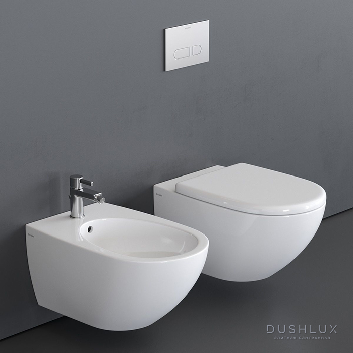 Фото Duravit Architec Комплект: унитаз подвесной 57.5х36.5см, 257209 + сиденье с микролифтом 006969, цвет: белый