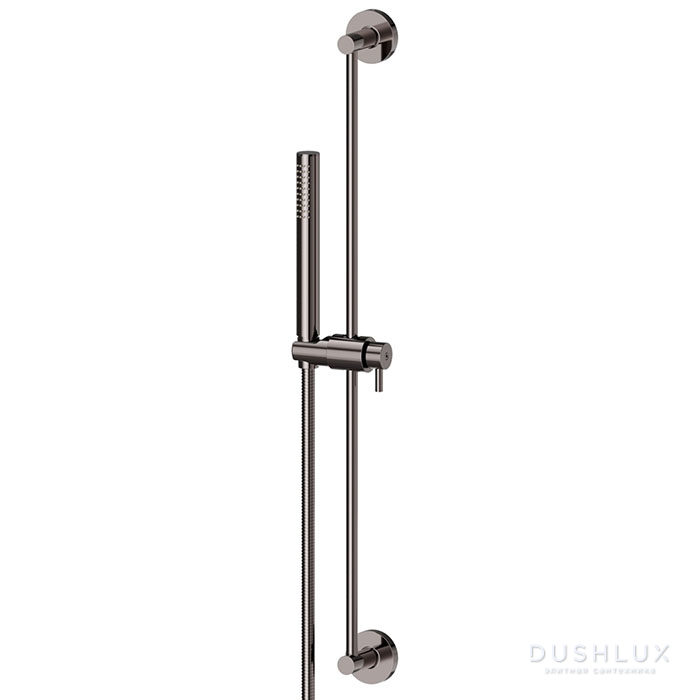 Фото Newform Shower set Душевой гарнитур: штанга, ручной душ из латуни, шланг 150 см, цвет: PVD gun metal
