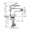 Hansgrohe Talis E Смеситель для биде на 1 отверстие, с донным клапаном,  излив 116мм, h78мм, цвет: хром