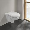 Villeroy&Boch O.novo Унитаз 56x36см., подвесной, безободковый, с гориз. выпуском, с сиденьем микролифт, цвет: альпийский белый