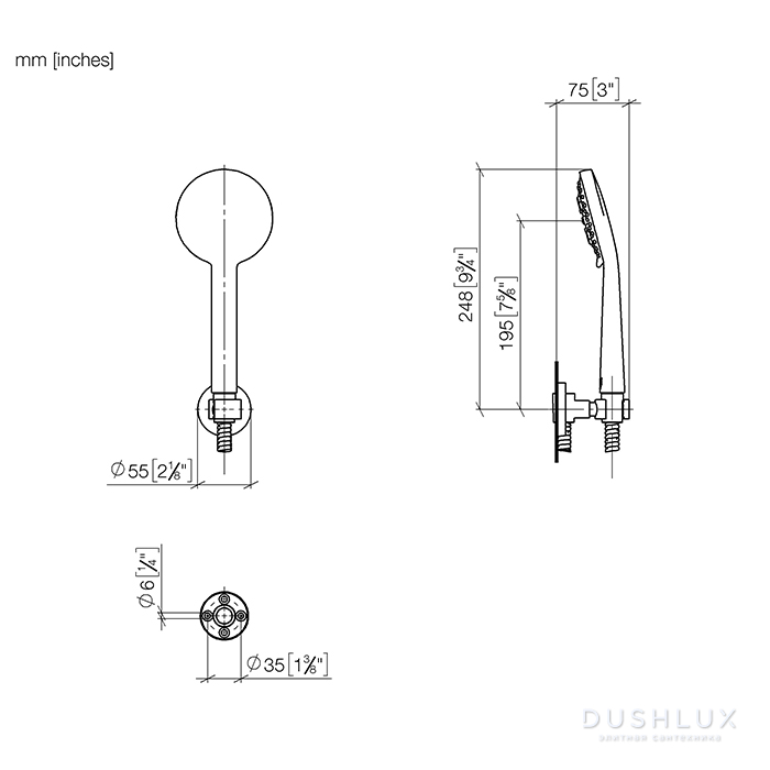 Dornbracht Meta Душевой гарнитур со шлангом, настенный, цвет: латунь ...