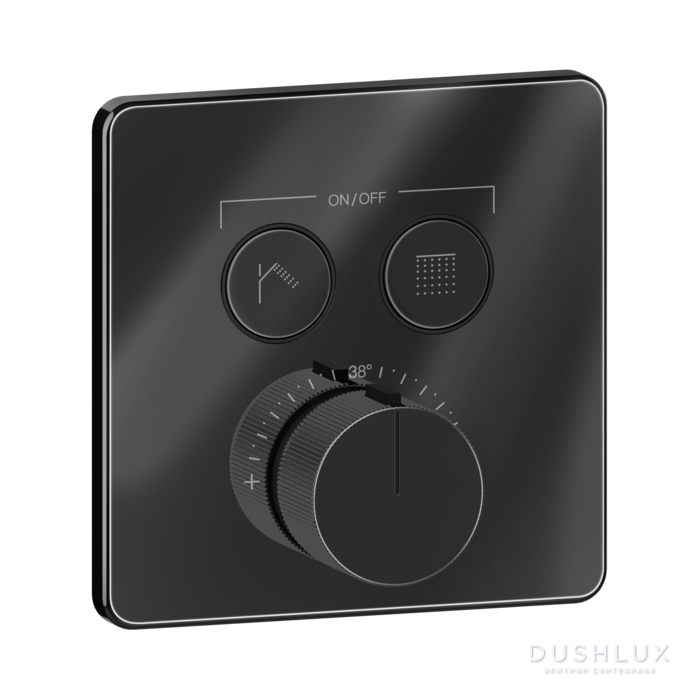 Фото Gessi Hi-Fi Comfort Смеситель для душа, встраиваемый, термостатический, с 2 запорными кнопками, цвет: Black Metal PVD