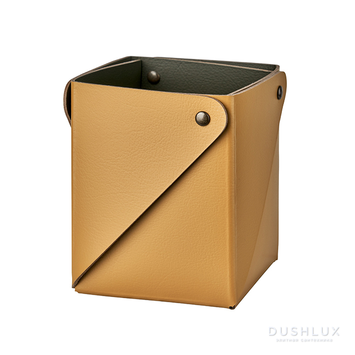 Фото Colombo Adj Коробочка MIU, 7x7xH8 см , цвет: горчичный/оливковый