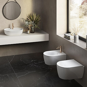 Hatria Fusion Compact Унитаз подвесной, 35.5x48.5см., безободковый, цвет: белый