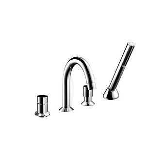 Fantini Nostromo Смеситель на борт ванны, 4 отв., с ручн. душем, цвет: Matt Gun Metal PVD