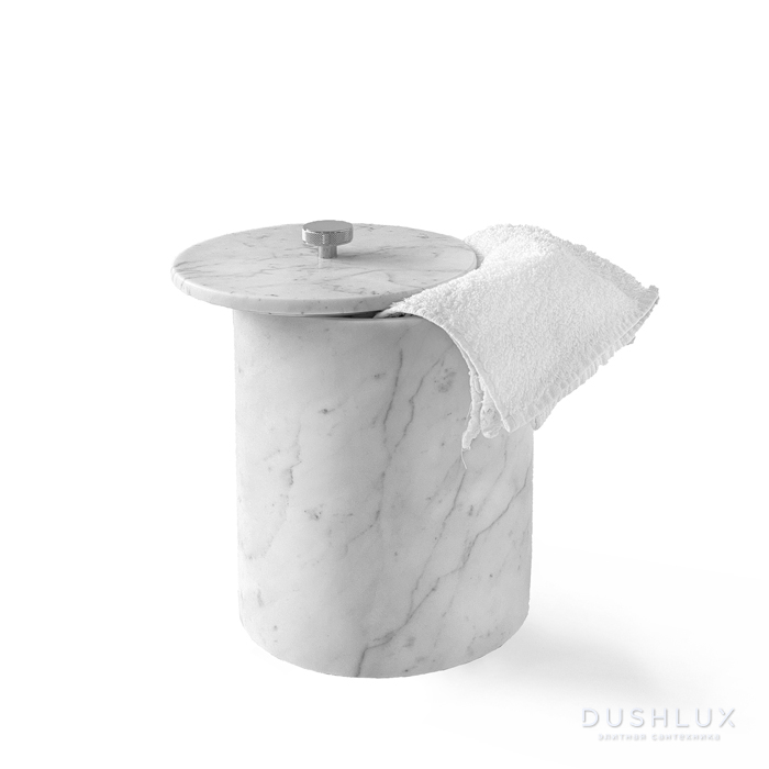 Фото 3SC Apuana 2.0 Урна с крышкой d20хh26 см, цвет: мрамор White Statuario/хром