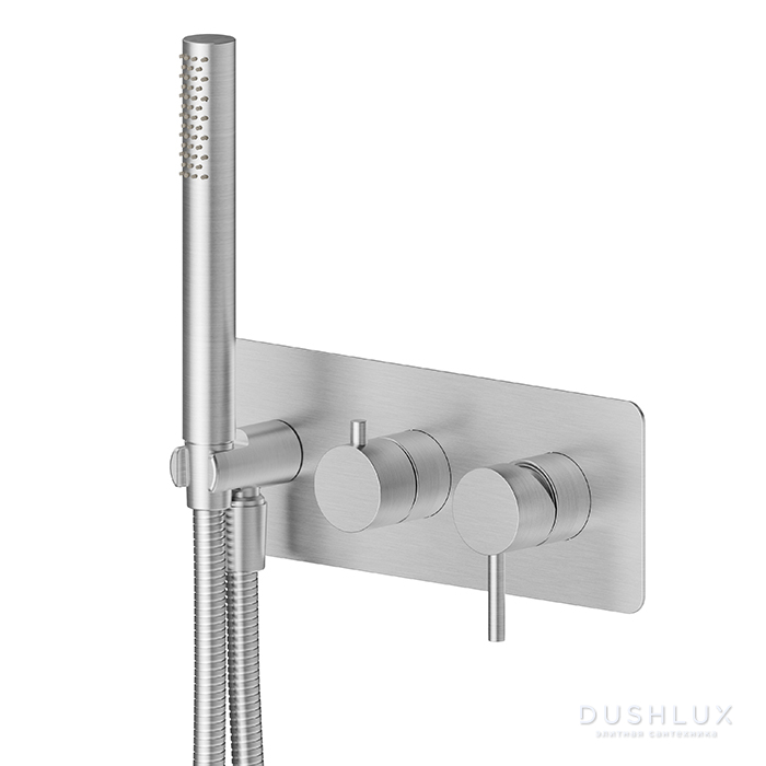 Фото Newform X-Steel 316 Смеситель для душа, встраиваемый, с ручным душем, цвет: нержавеющая сталь