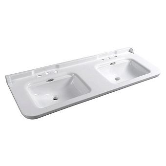 Kerasan Waldorf Раковина 150x55 см, 3 отв., керамическая, двойная, цвет: белый/хром