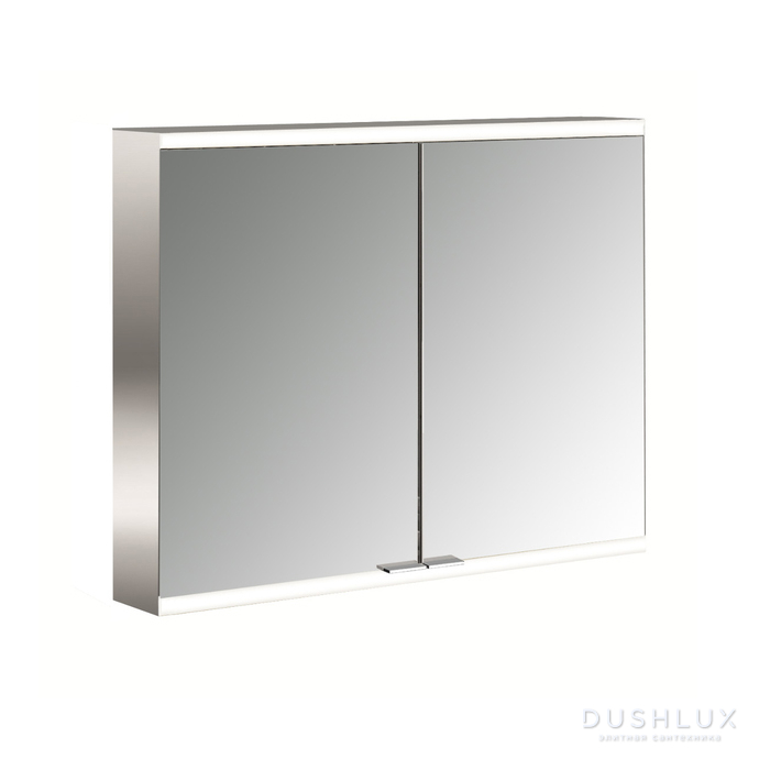 Фото EMCO Prime2 Зеркальный шкаф 80x70см., с подсветкой, навесной, 2 двери, 2 полки, розетка, цвет: белый