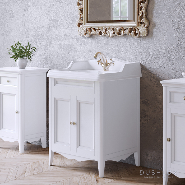 Фото TW Veronica Nuovo комплект мебели напольный, с 2-мя дверцами, с доводчиками Blum, ручки: бронза, 68см, цвет: белый