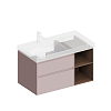 Kerama Marazzi Cubo Тумба 90см., подвесная, с ящиками, левая, цвет: мальва матовая/орех