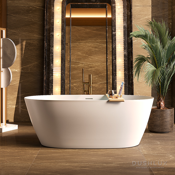 Фото Dushlux Lofo Ванна отдельностоящая 170x80см, искусственный камень Solid Surface, цвет: белый матовый