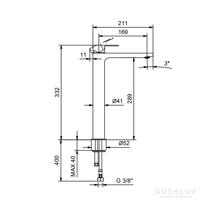 Fantini Myo Смеситель для раковины на 1 отверстие, высокий излив , цвет ...