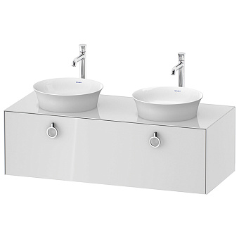 Duravit White Tulip Тумбочка подвесная 130x55x40.8 см, 2 раковины, 1 ящик с ручкой, цвет: белый высокоглянцевый