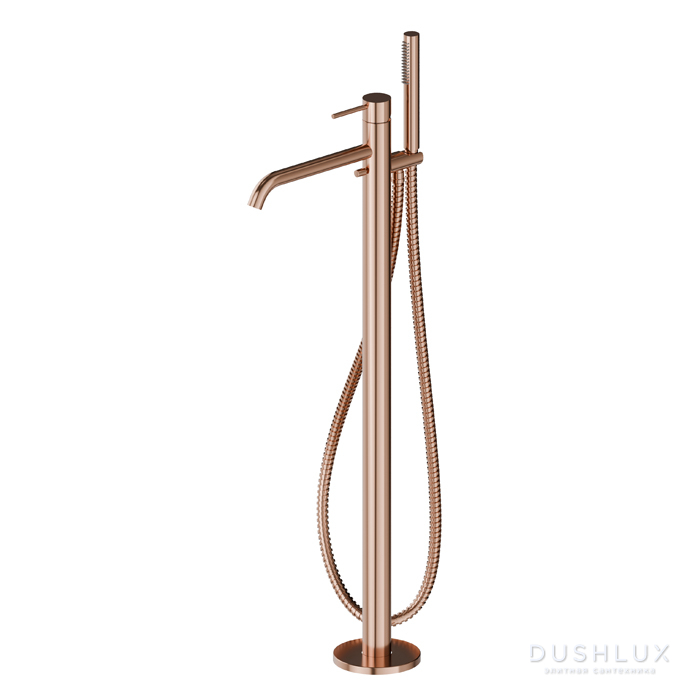 Фото Newform XT Смеситель для ванны, напольный, с ручным душем, цвет: PVD copper bronze