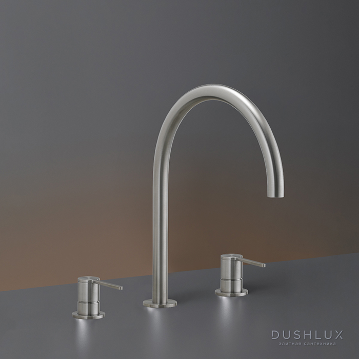 Фото CEA Design INNOVO Смеситель для раковины 30см., 3 отв., с поворотным изливом, цвет: нержавеющая сталь