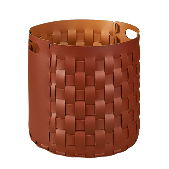 Colombo Adj Круглая корзина Bottega D40хH40см., напольная, цвет: бордо/коньяк
