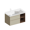 Kerama Marazzi Cubo Тумба 90см., подвесная, с ящиками, левая, цвет: лимо матовая/орех