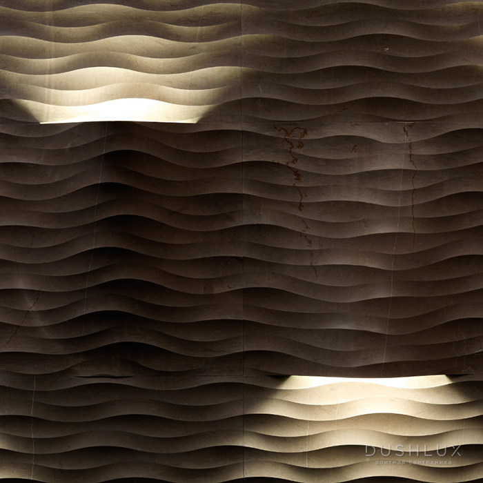 Фото Lithos Design Wavy Натуральный камень 60x60x14см, настенный, материал: мрамор beige canapa/fondo curve luce