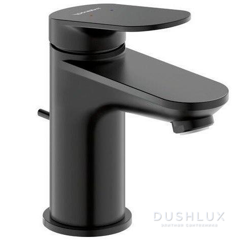 Фото Duravit Wave Смеситель для раковины, 1 отв., с донным клапаном, цвет: черный матовый