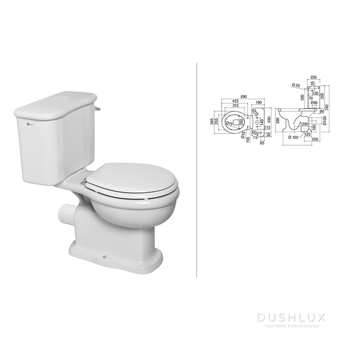 Sbordoni Palladio Унитаз моноблок, цвет белый/золото, артикул: 7034 ...