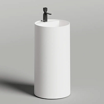 Salini Armonia Round Top 01 Раковина 45x45x90см., напольная, слив в стену, 1 отв., с декор. накладкой, S-Sense, цвет: белый глянцевый