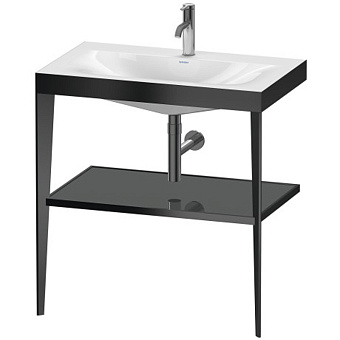 Duravit XViu Консоль напольная, 80x48x85см с полкой, с раковиной без перелива, 1 отв., цвет: black matt/flannel grey high gloss lacquer