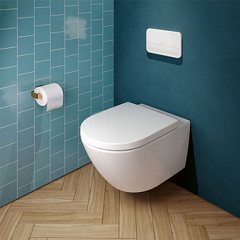 Villeroy&Boch Subway 3 Унитаз подвесной, безободковый, сиденье-в комплекте SoftClosing, с антигрязевым покрытием CeramicPlus, цвет: альпийский белый