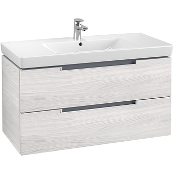 Villeroy&Boch Subway 2.0 Тумба с раковиной, 98.7x52x44.9см, подвесная, 2 выдвижных ящика, цвет: белое дерево