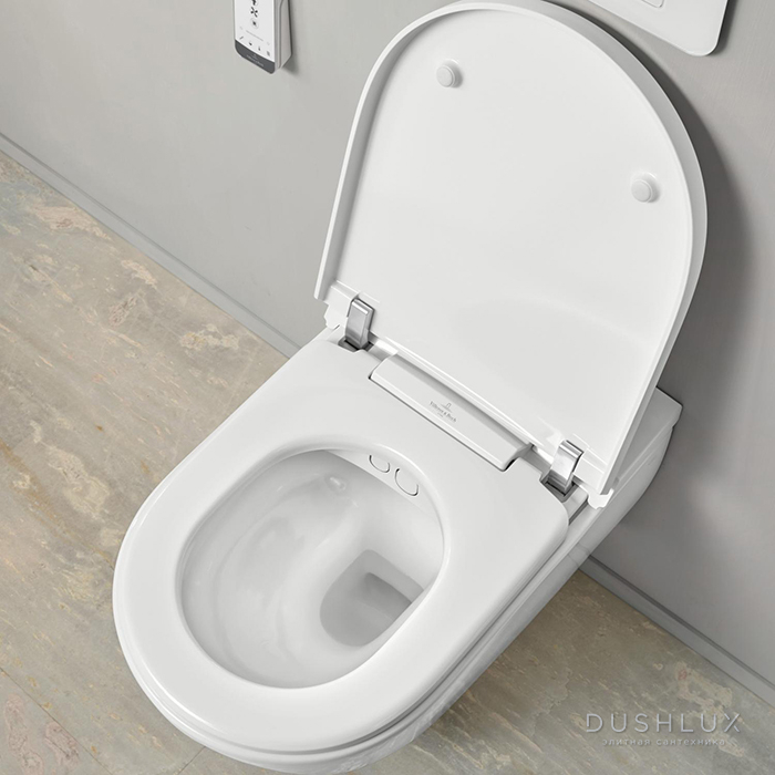Фото Villeroy&Boch ViClean Унитаз-биде 38.5x59.5x40см., подвесной, электронный, с антигрязевым покрытием CeramicPlus, цвет: альпийский белый