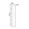 Burgbad Sys30 Шкаф 30x35x176см., подвесной, 1 дверка зеркальная, 5 полок, Sx, цвет: белый глянцевый