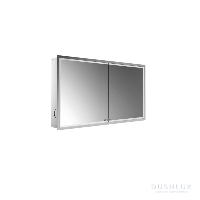 Фото EMCO Prestige2 Зеркальный шкаф 66x121.5см., встраиваемый, LED-подсветка, 2 двери, 2 полки, розетка, с EMCO light system