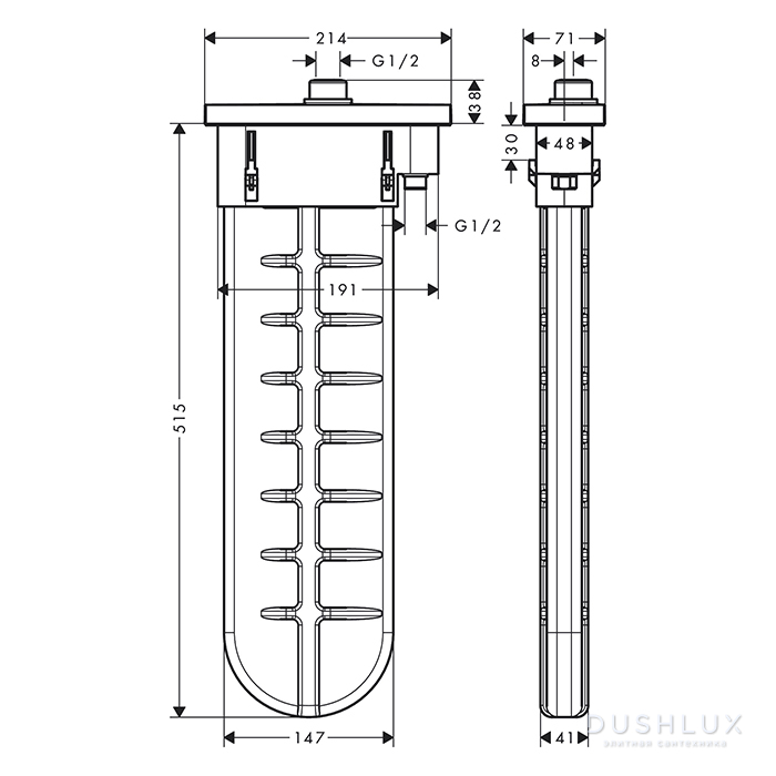Hansgrohe sBox Душевой шланг с коробом скрытого монтажа, с прямоуг ...