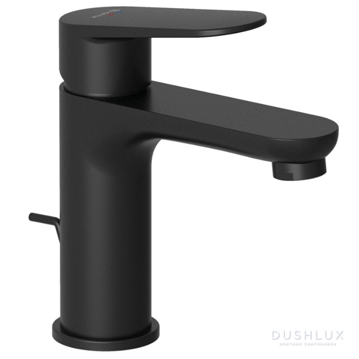 Фото Kludi X1 Смеситель для раковины, 1 отверстие, с донным клапаном, цвет: черный матовый