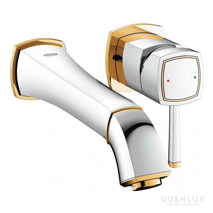 Фото Grohe Grandera Смеситель для раковины, 2 отв, 234 мм, цвет: хром/золото