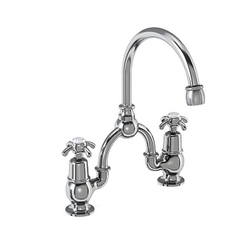 Burlington Classic Смеситель для раковины на 2 отверстия, с пробкой и цепочкой