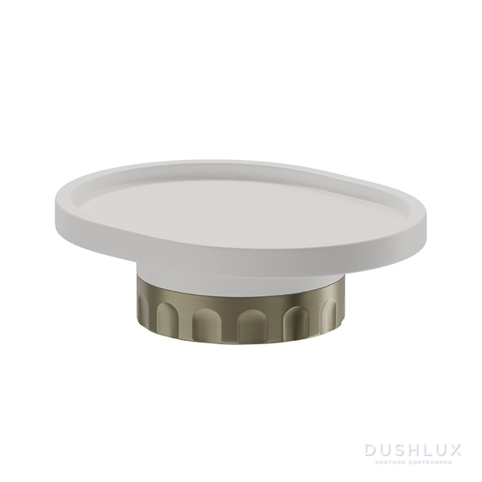 Фото Newform Ionika accessori Настольная мыльница, белый композит, цвет: PVD brushed pale gold