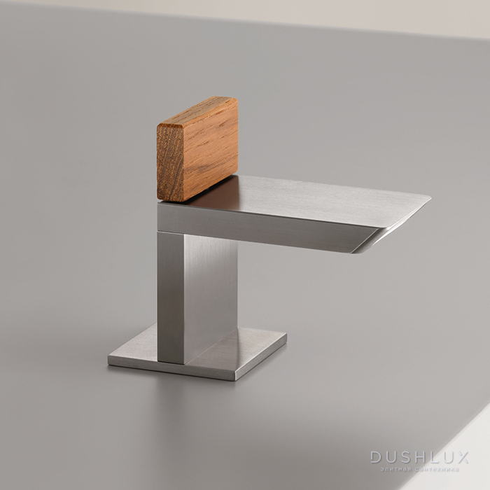 Фото CEA Design BAR Смеситель для раковины, 1 отв., прогрессивный, цвет: нержавеющая сталь/Тик Бирманский
